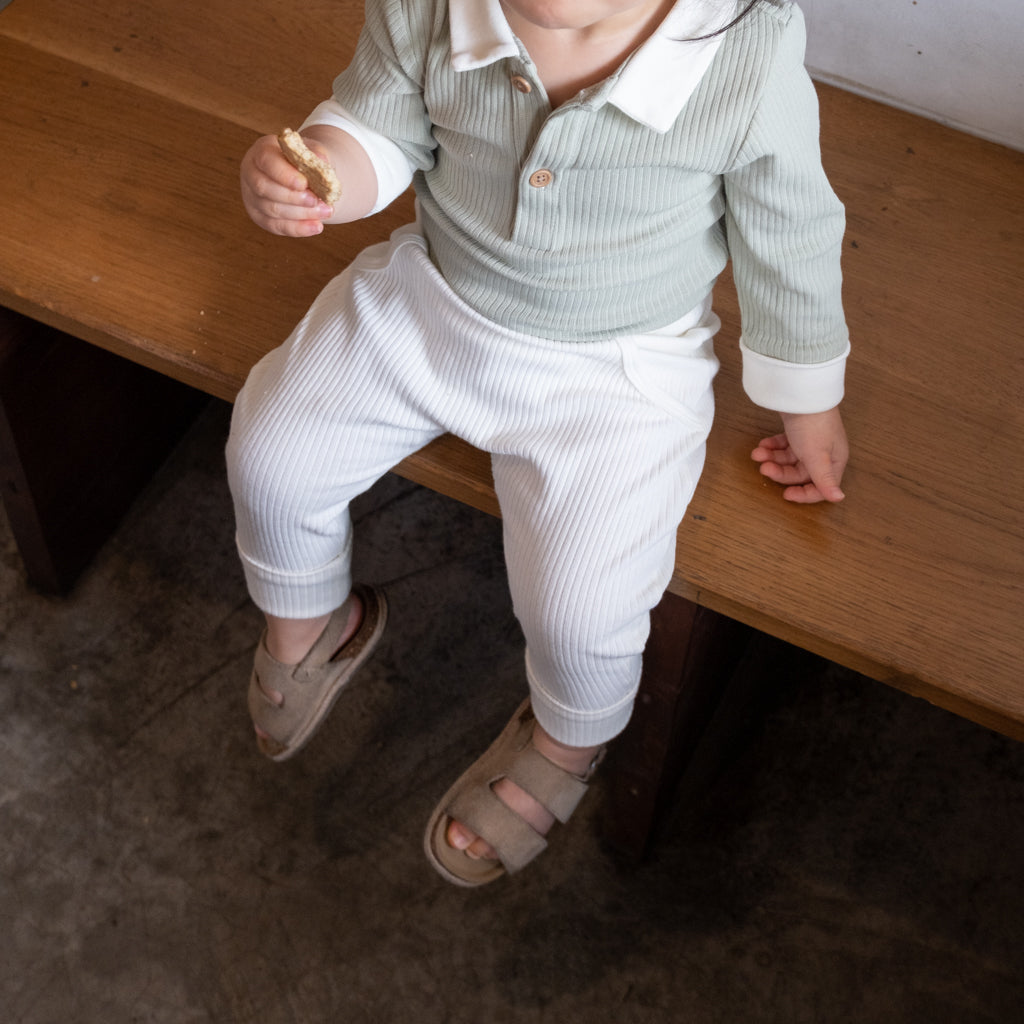BAO Baby Wear ribbed buttons bodysuit and lounge pants worn in 12-24 months. 